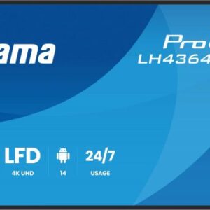 iiyama LH4364UHSB-B1AG visualizzatore di messaggi 109,2 cm (43") Wi-Fi 500 cd/m² 4K Ultra HD Processore integrato Android 24/7