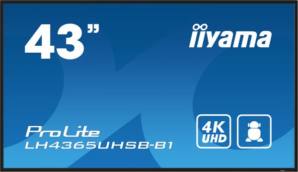 iiyama LH4365UHSB-B1 visualizzatore di messaggi Design chiosco 108 cm (42.5") LED Wi-Fi 800 cd/m² 4K Ultra HD Nero Processore integrato Android 11 24/7