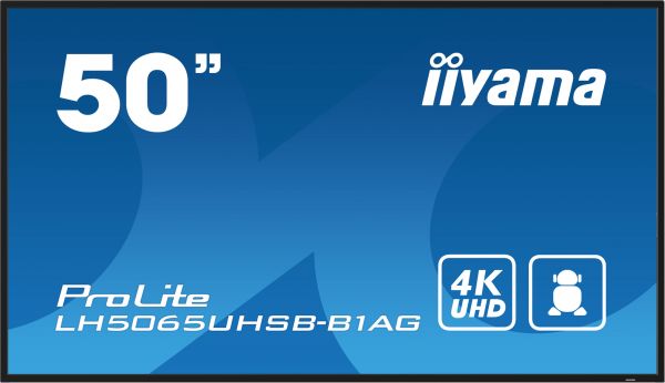 iiyama LH5065UHSB-B1AG visualizzatore di messaggi Pannello piatto per segnaletica digitale 125,7 cm (49.5") LCD Wi-Fi 800 cd/m² 4K Ultra HD Nero Processore integrato Android 11 24/7