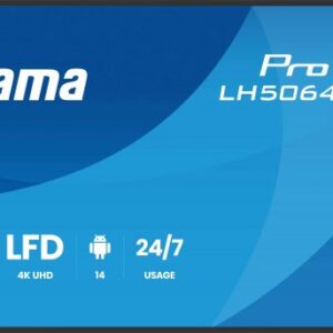 iiyama LH7564UHS-B1AG visualizzatore di messaggi Pannello piatto per segnaletica digitale 190,5 cm (75") Wi-Fi 500 cd/m² 4K Ultra HD Nero Processore integrato Android 24/7