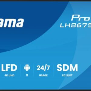 iiyama LH8675UHS-B2AG visualizzatore di messaggi Pannello piatto per segnaletica digitale 2,17 m (85.6") LCD Wi-Fi 500 cd/m² 4K Ultra HD Nero Processore integrato Android 11 24/7