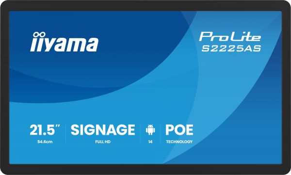 iiyama ProLite S2225AS-B1P Pannello piatto per segnaletica digitale 54,6 cm (21.5") LCD Wi-Fi 500 cd/m² Full HD Nero Processore integrato Android 24/7
