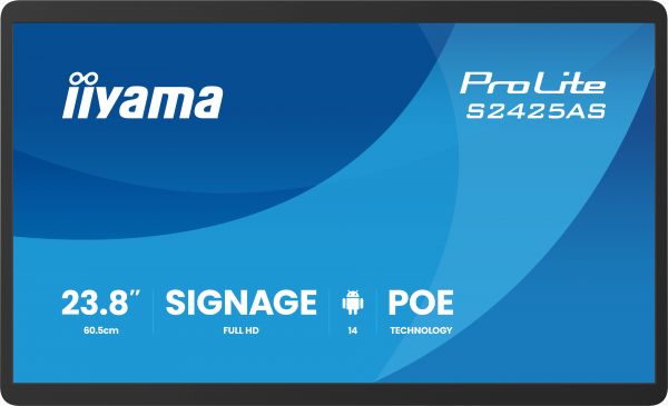 iiyama ProLite S2425AS-B1P Pannello piatto per segnaletica digitale 60,5 cm (23.8") LCD Wi-Fi 500 cd/m² Full HD Nero Processore integrato Android 24/7