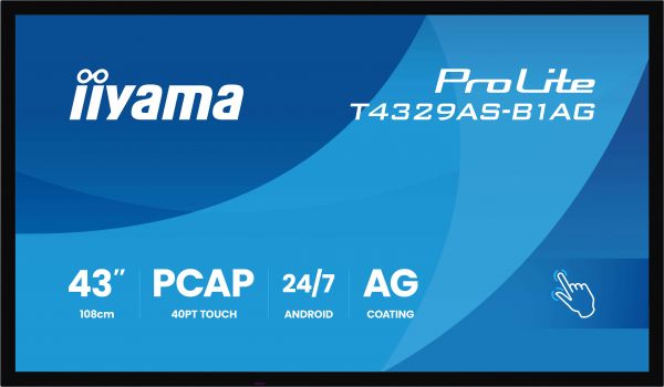 iiyama T4329AS-B1AG Monitor PC 108 cm (42.5") 3840 x 2160 Pixel 4K Ultra HD LED Touch screen Nero