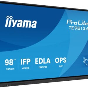iiyama TE9813A-B2AG visualizzatore di messaggi Design chiosco 2,48 m (97.5") Wi-Fi 500 cd/m² 4K Ultra HD Nero Touch screen Processore integrato Android 24/7