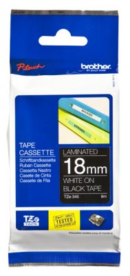 Brother TZE-345 nastro per etichettatrice Bianco su nero