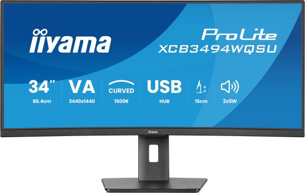 iiyama ProLite XCB3494WQSU-B1 Monitor PC 86,4 cm (34") 3440 x 1440 Pixel UltraWide Quad HD LED Nero